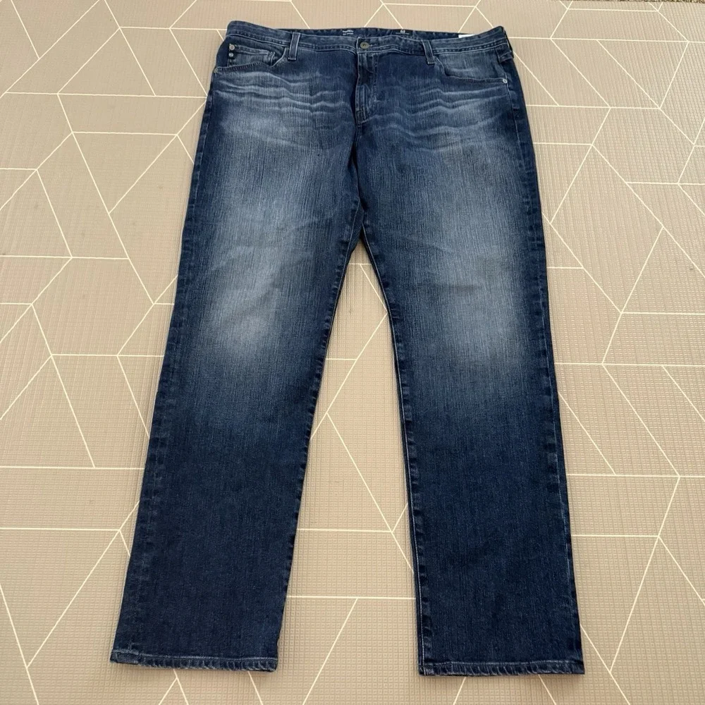 Adriano Goldschmied Everett Slim Straight Jeans Men's 42x32 Medium Wash Whiskers